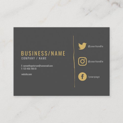 Gray and gold  social media business card busines business card
