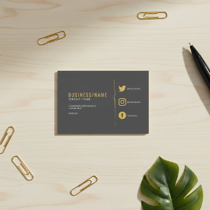 Gray and gold social media business card. busines card