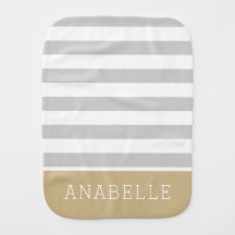 Gray and Gold Stripes Monogram | Editable Colors
