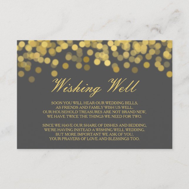 Gray and Gold Twinkle Modern Wishing Well Card (Front)