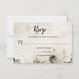 Gray and Gold Watercolor Alpine Mountain Wedding | RSVP Card