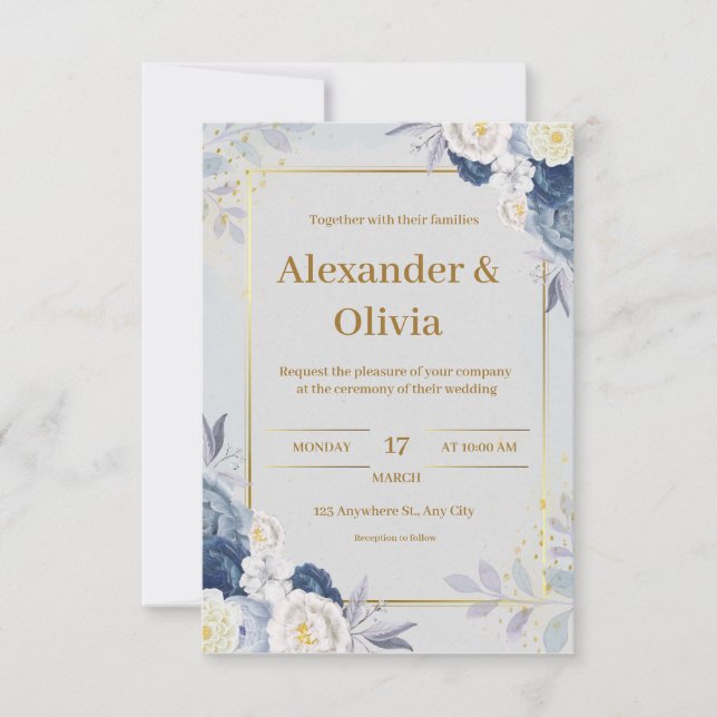 Gray and Gold Wedding Invitation (Front)