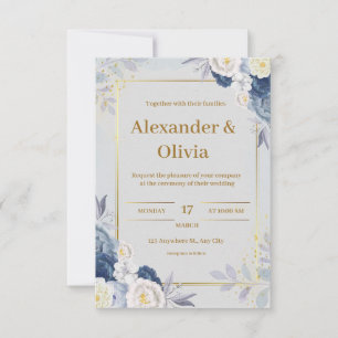 Gray and Gold Wedding Invitation