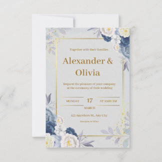 Gray and Gold Wedding Invitation