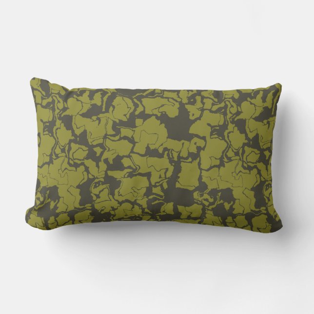 Gray and Green abstract Lumbar Pillow (Front)
