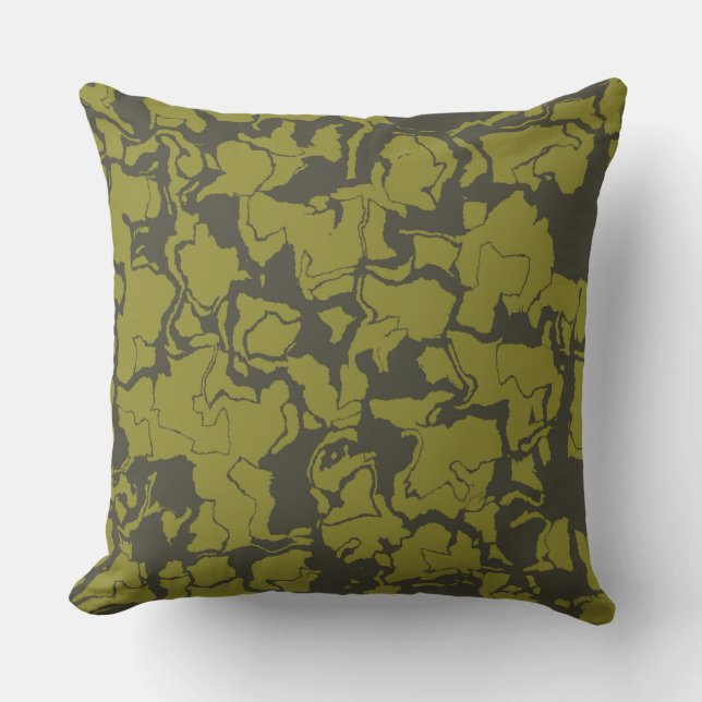 Gray and Green abstract Throw Pillow (Front)