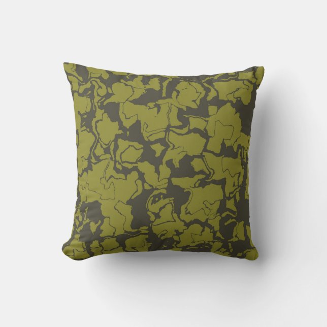 Gray and Green abstract Throw Pillow (Front)