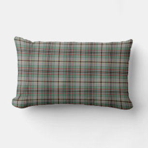 Gray and Green Clan Craig Scottish Plaid Lumbar Pillow