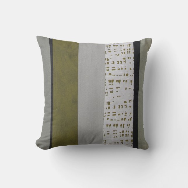 Gray and green modern pattern throw pillow (Front)