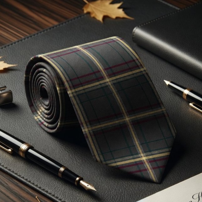 Gray and Green Tartan Plaid Neck Tie (Creator Uploaded)