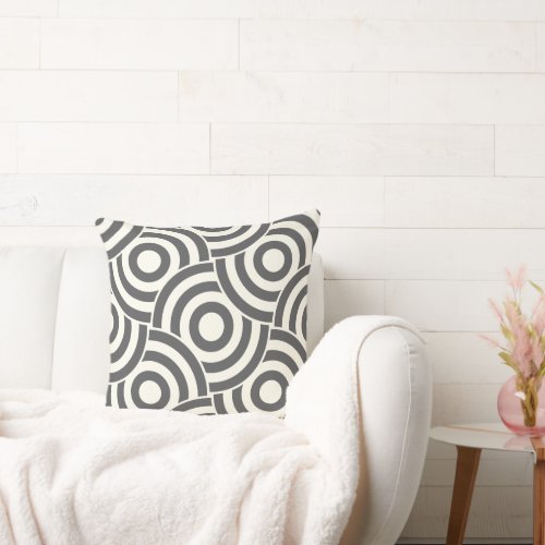Gray and Ivory Circle Link Design PillowModern Throw Pillow