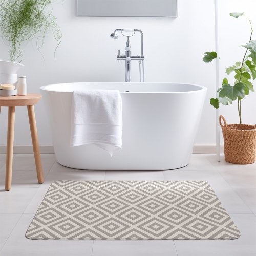 Gray and Ivory Diamond  Modern Farmhouse Bathroom Mat