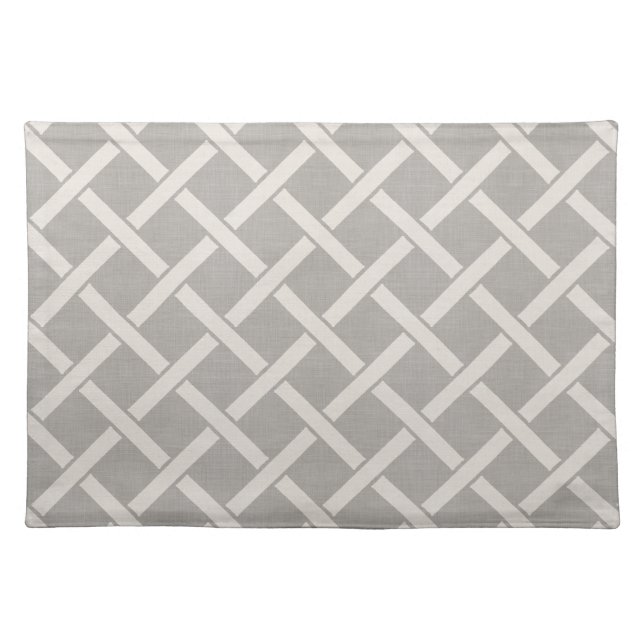 Gray and Ivory Lattice | Modern Farmhouse Cloth Placemat (Front)