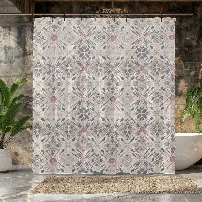 Gray and Ivory Mandala Design Shower Curtain. Curtain (Creator Uploaded)