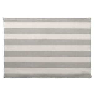 Gray and Ivory Rustic Stripes Woven Cotton Placemat