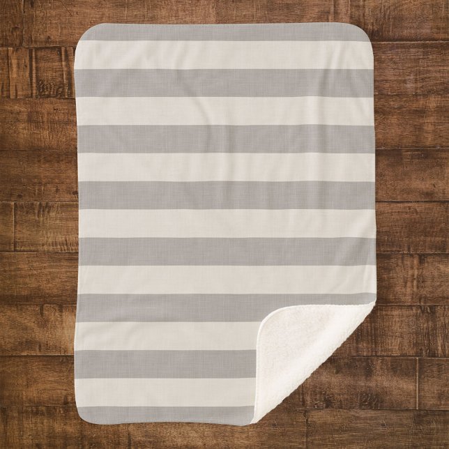 Gray and Ivory Stripes | Modern Farmhouse Sherpa Blanket (Creator Uploaded)