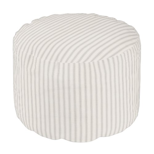 Gray and Ivory Ticking Stripes  Farmhouse Decor Pouf