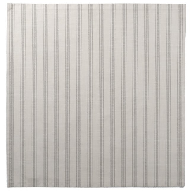 Gray and Ivory Ticking Stripes | Modern Farmhouse Napkin (Front)