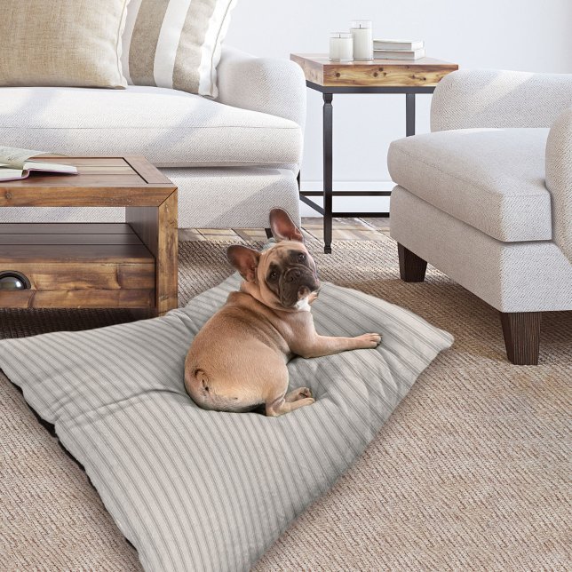 Gray and Ivory Ticking Stripes | Modern Farmhouse Pet Bed (Creator Uploaded)