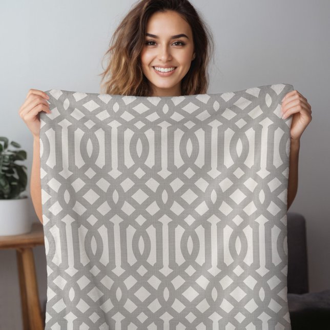 Gray and Ivory Trellis | Modern Farmhouse Fleece Blanket (Creator Uploaded)