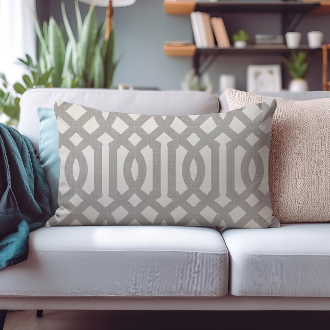 Gray and Ivory Trellis | Modern Farmhouse Lumbar Pillow (Creator Uploaded)