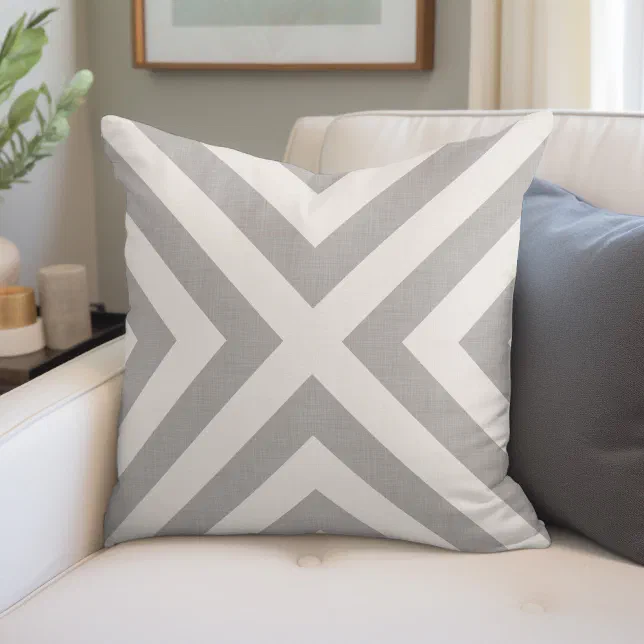 Gray and Ivory X Farmhouse Throw Pillow | Zazzle