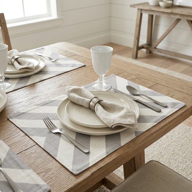 Gray and Ivory X Pattern Woven Cotton Placemat (Creator Uploaded)