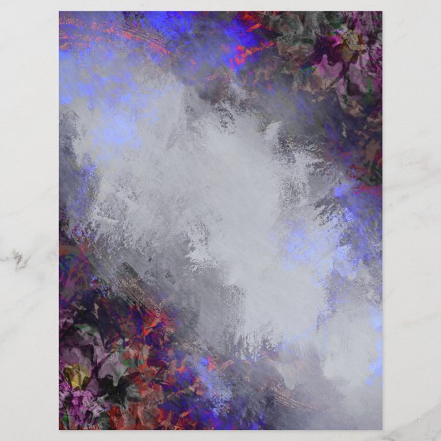 Gray and Lavender Grunge Frame Scrapbook Paper (Front)