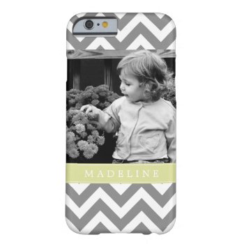 Gray And Lemon Zigzags Personalized Photo Barely There Iphone 6 Case by heartlockedcases at Zazzle