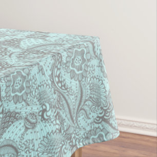 Gray And Light Blue Abstract Floral Monogram Table Tablecloth