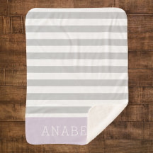 Gray and Lilac Stripes Monogram | Editable Colors