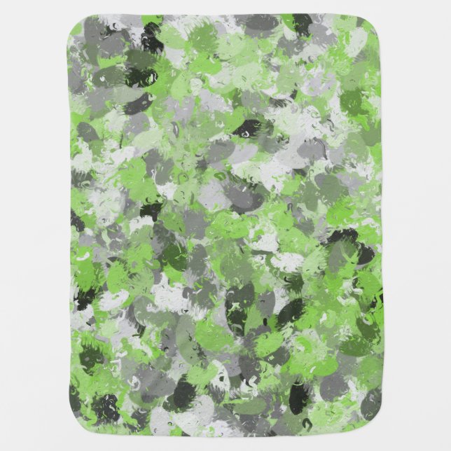 Gray and Lime Green Paintballs Baby Blanket (Front)