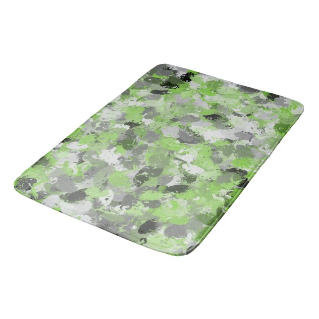 Gray and Lime Green Paintballs  Bath Mat (Angled)