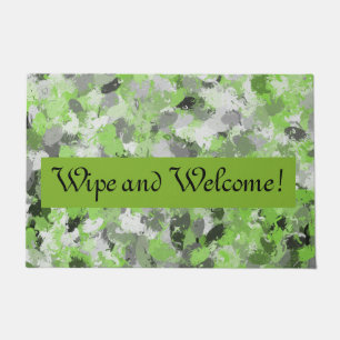 Gray and Lime Green Paintballs Doormat
