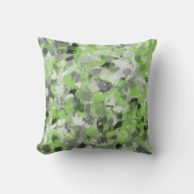 Gray and Lime Green Paintballs  Throw Pillow (Front)