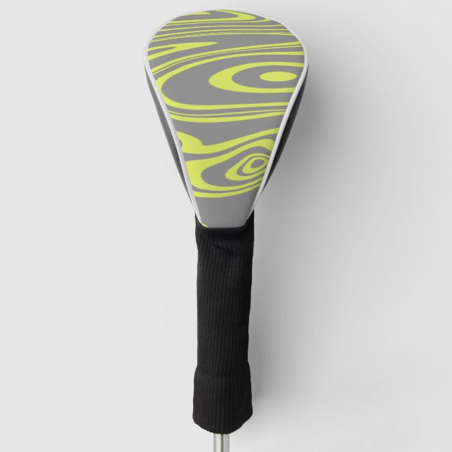Gray and Lime Punch Golf Head Cover (Front)