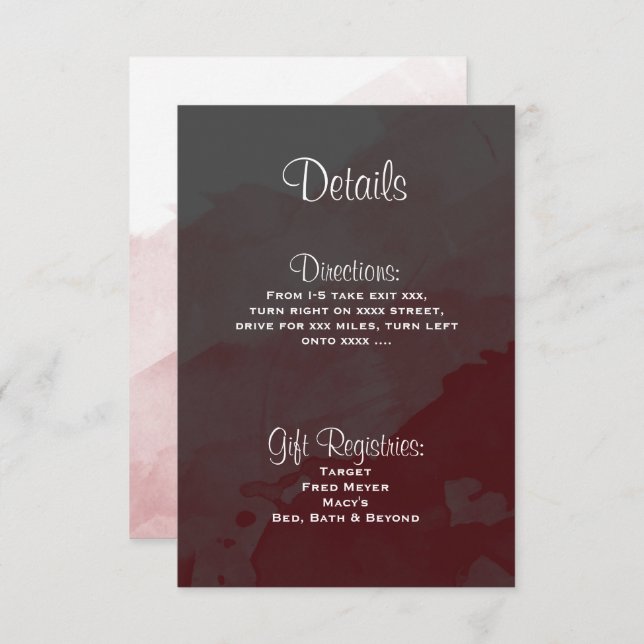 Gray and Maroon Wedding Invitation Details Card (Front/Back)