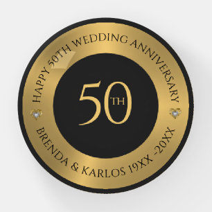 Gray and metallic gold 50th wedding Anniversary Paperweight