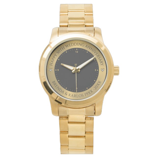 Gray and metallic silver 50th wedding Anniversary Watch (Front)