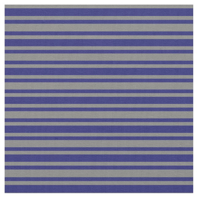 Gray and Midnight Blue Striped Pattern Fabric (Close Up)