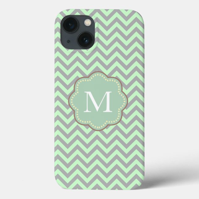 Gray and Mint Chevron Case-Mate iPhone Case (Back)
