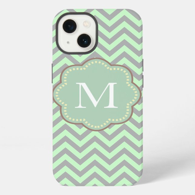 Gray and Mint Chevron Iphone Case (Back)