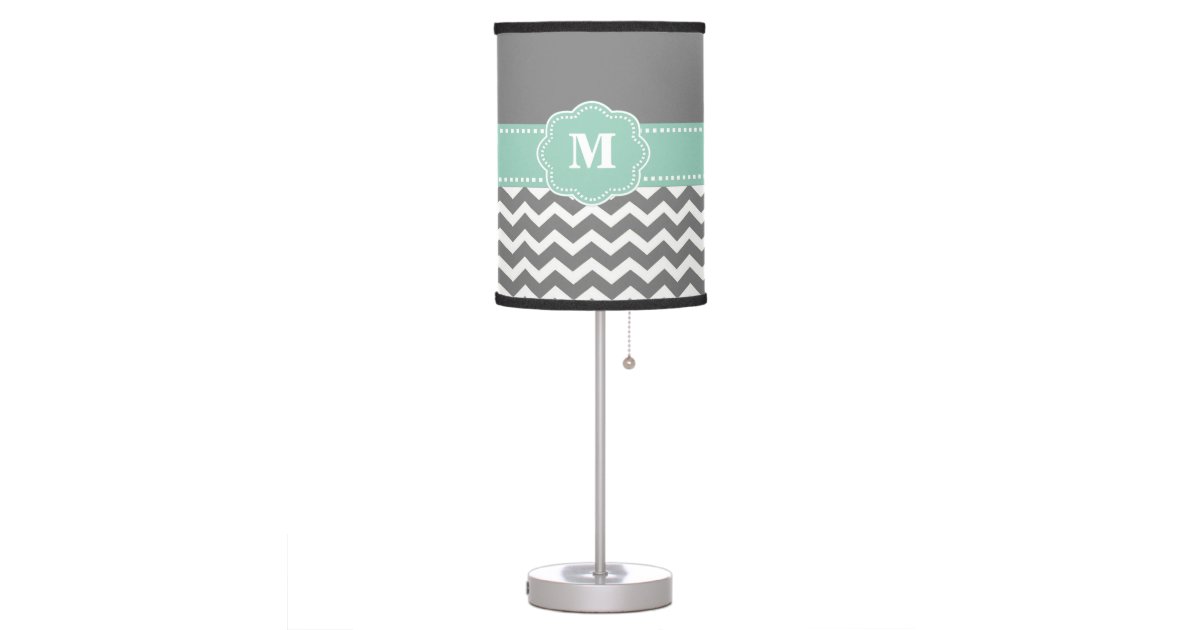 Gray And Mint Green Chevron Monogram Lamp Shade Zazzle Com