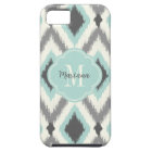 Gray and Mint Tribal Ikat Chevron Monogram