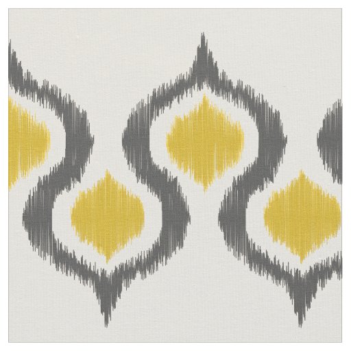 Gray and Mustard Ikat Tribal Pattern Fabric