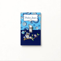 Gray and Navy Blue Baby Owl Nursery Design Light Switch Cover