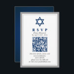 Gray and Navy Blue Bar Mitzvah QR Code RSVP Enclosure Card<br><div class="desc">Gray and Navy Blue Bar Mitzvah QR Code RSVP Enclosure Card</div>