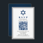 Gray and Navy Blue Bar Mitzvah QR Code RSVP Enclosure Card<br><div class="desc">Gray and Navy Blue Bar Mitzvah QR Code RSVP Enclosure Card</div>