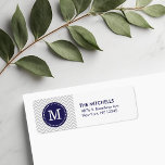 Gray and Navy Blue Modern Chevron Custom Monogram Label