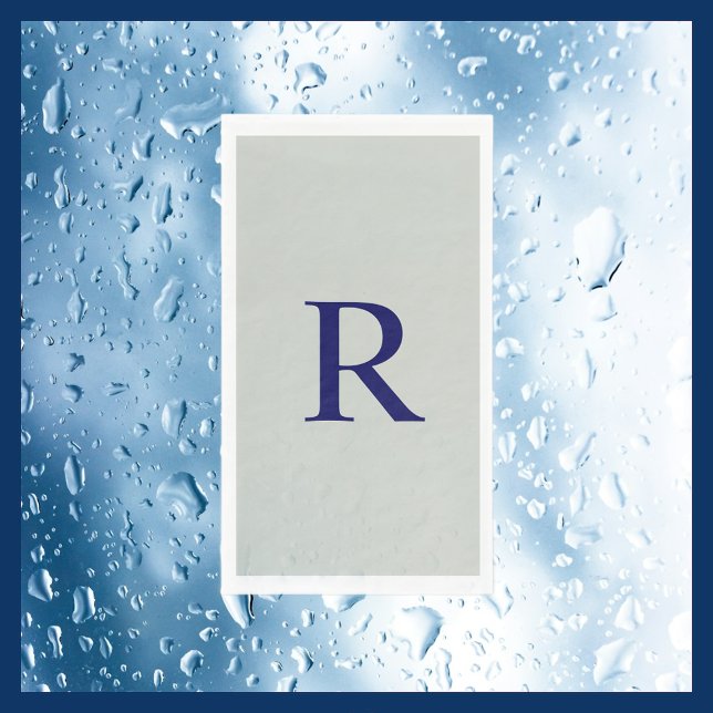 Gray and Navy Blue Monogrammed Paper Guest Towel (Creator Uploaded)